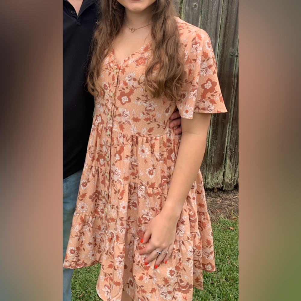 Tan floral boutique dress worn only